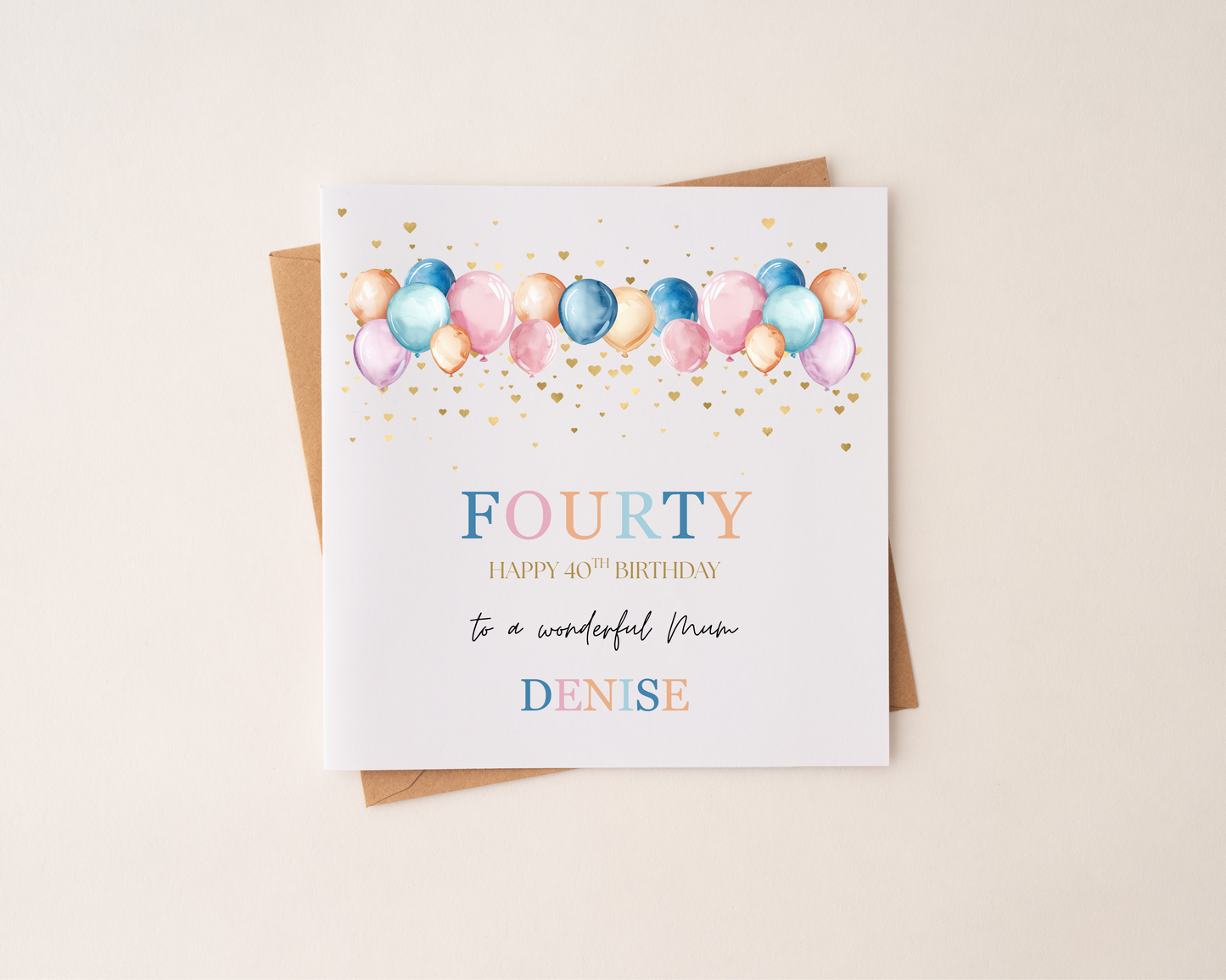 Personalised Balloon Happy Birthday Card Pink