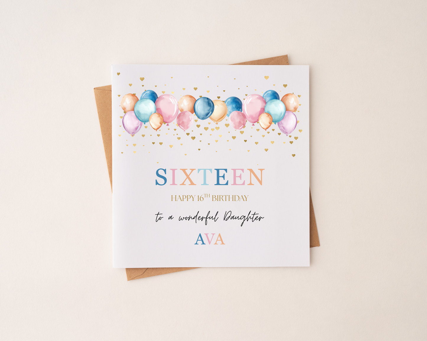 Personalised Balloon Happy Birthday Card Pink