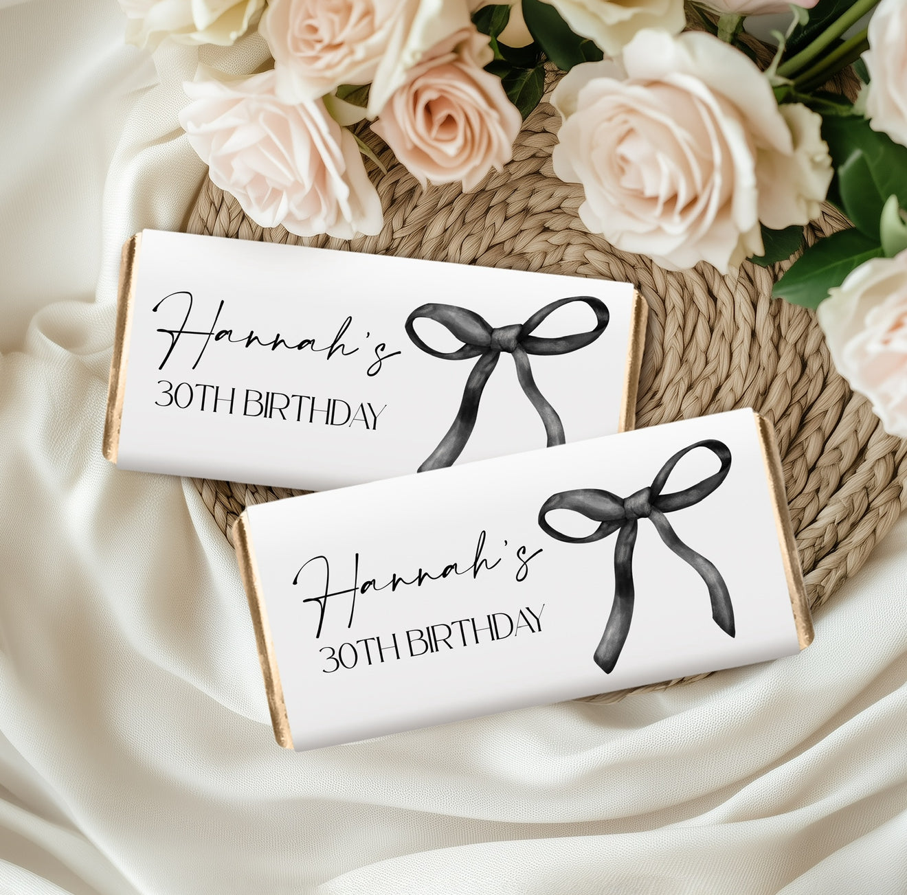 Personalised Black Bow Birthday Chocolate Wrapper