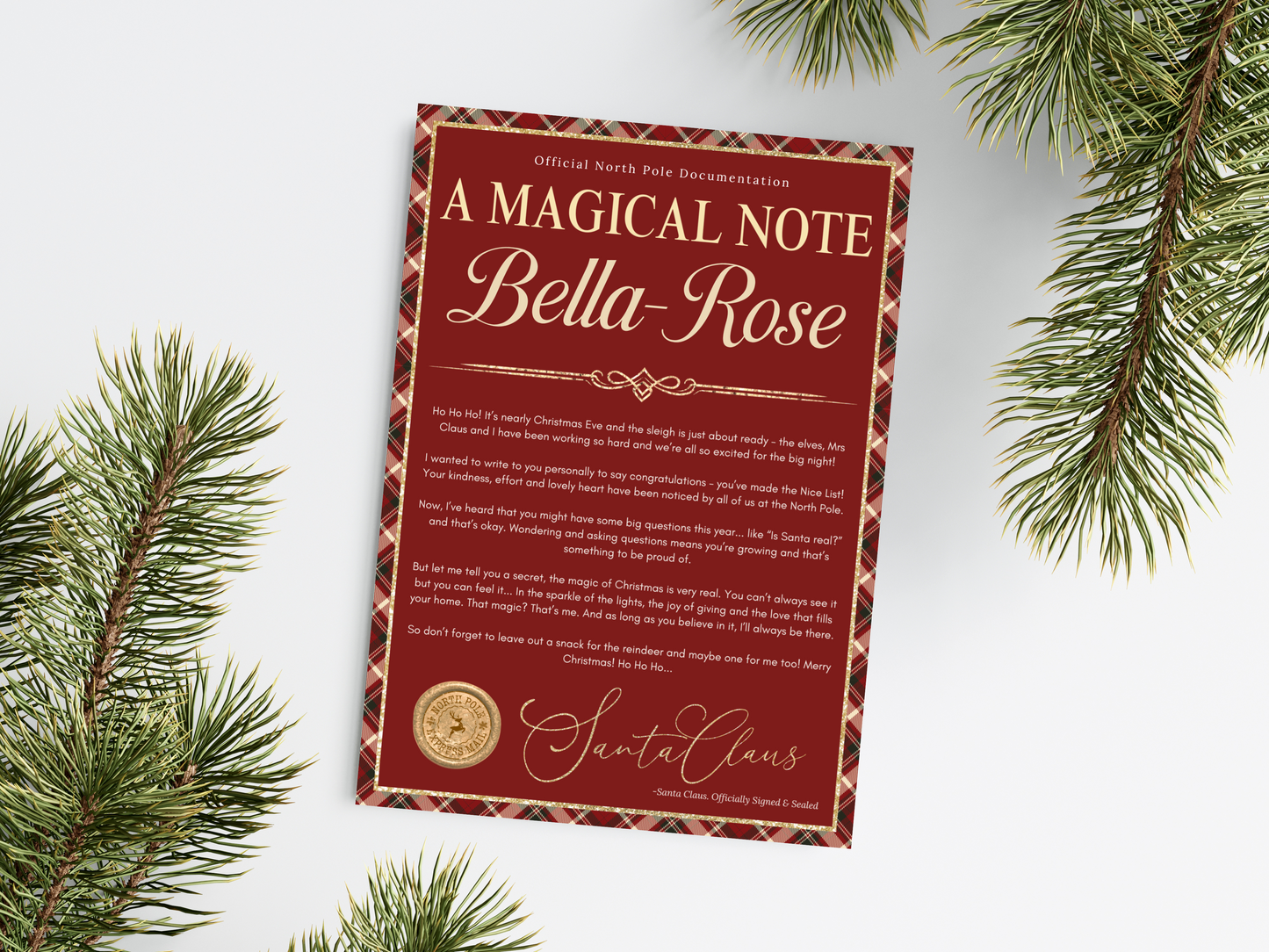 Personalised Red Tartan Christmas Letter