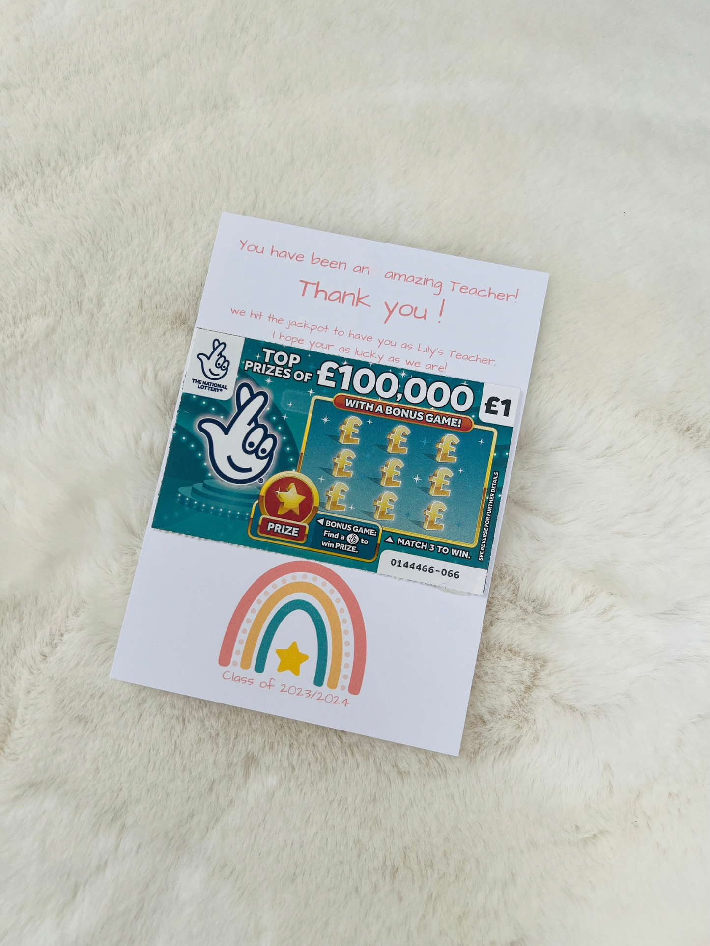 Personalised Teacher Scratch Card Holder