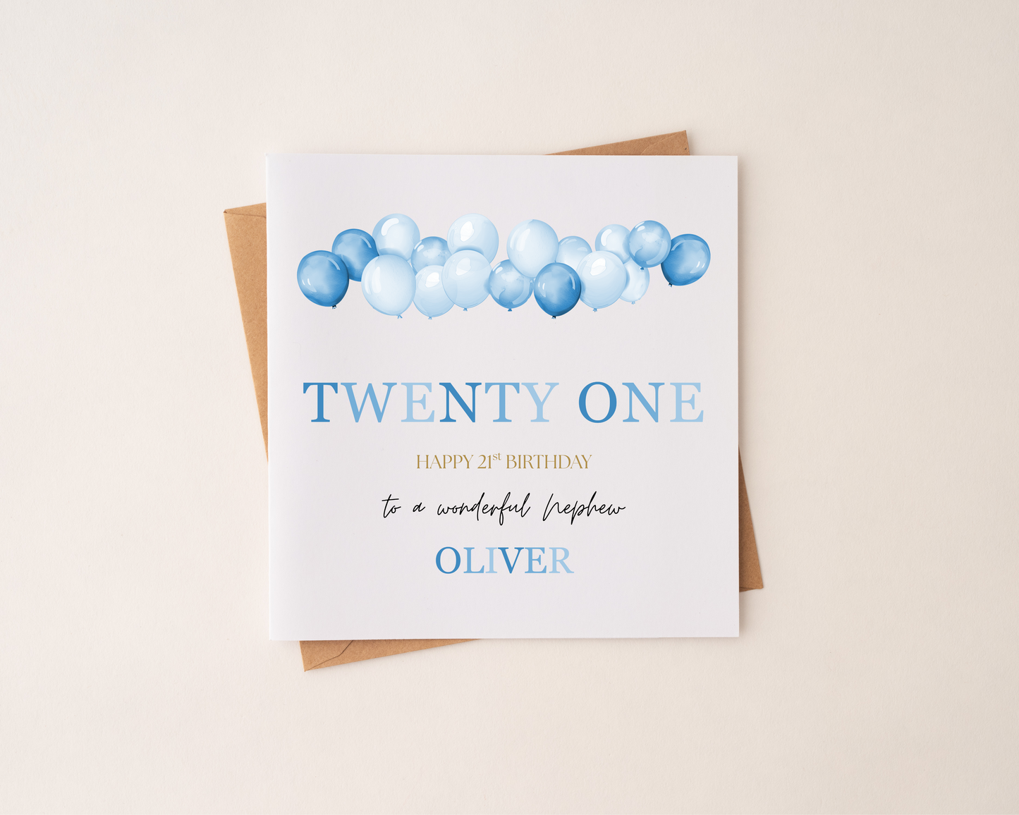 Personalised Balloon Happy Birthday Card Blue