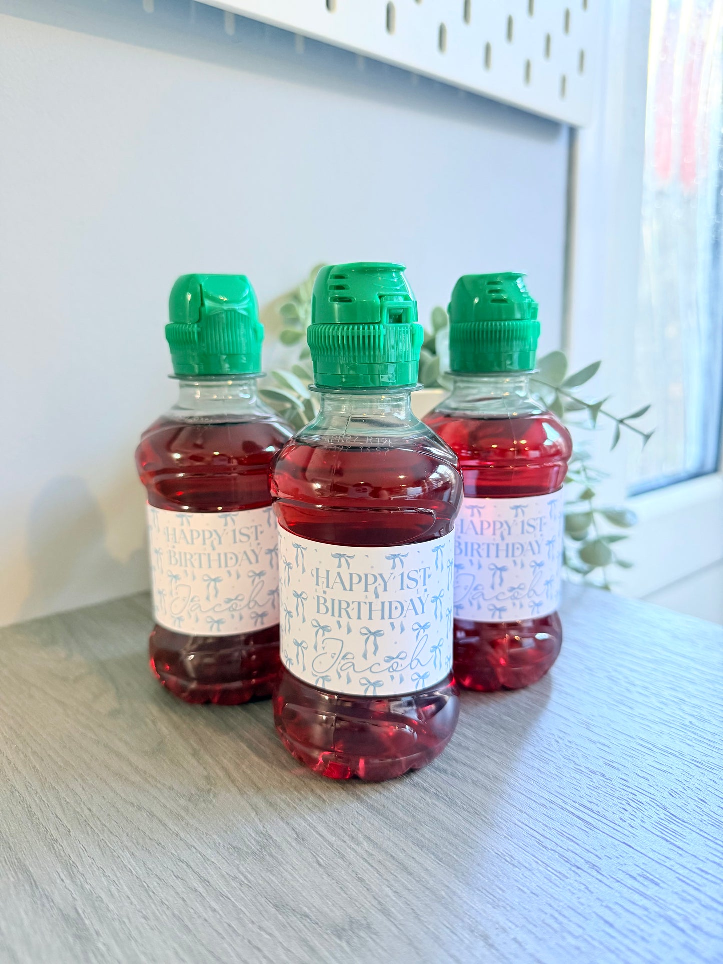 Personalised Birthday Bow Fruit Shoot Labels