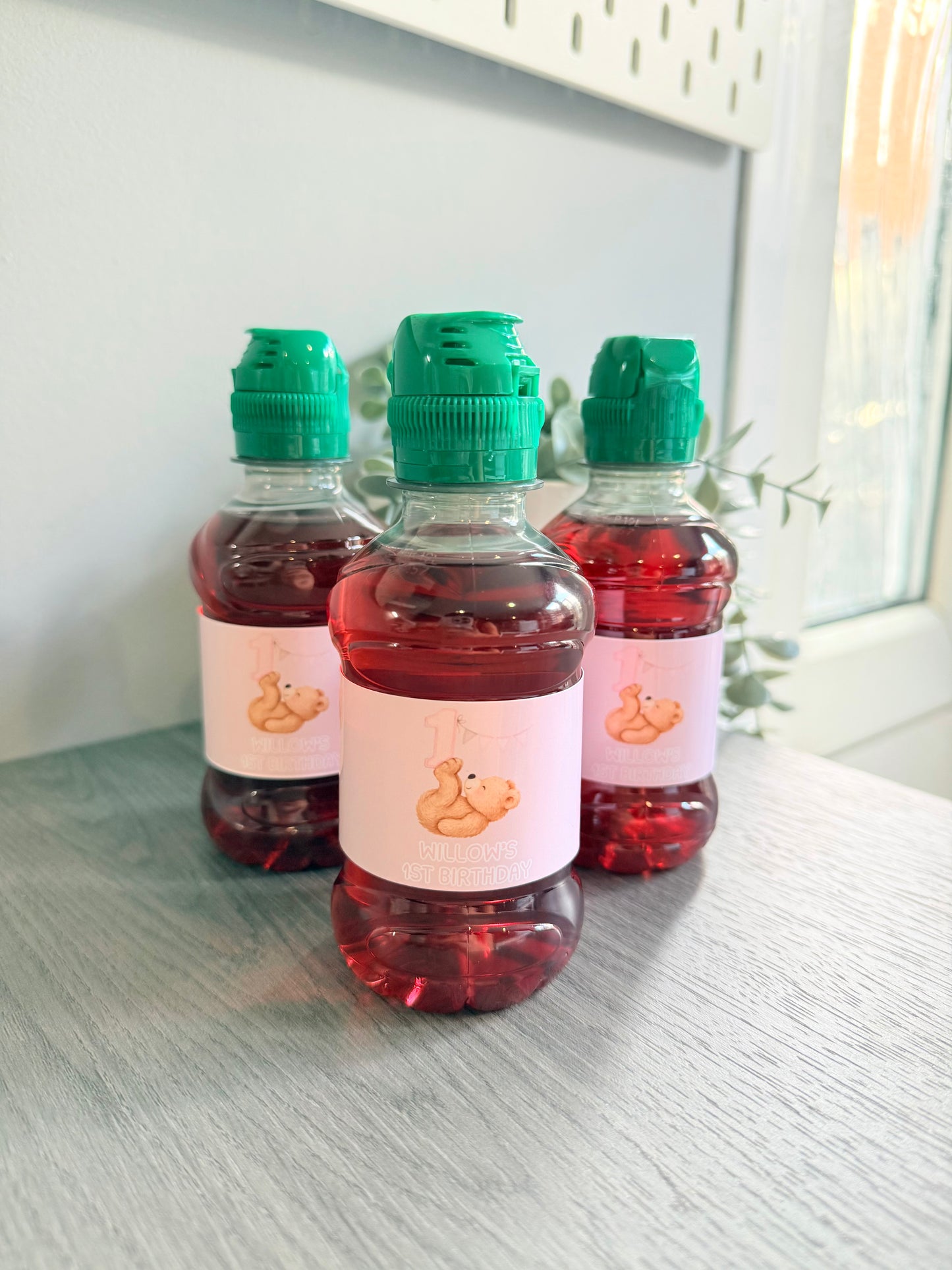 Personalised Birthday Bear Fruit Shoot Labels