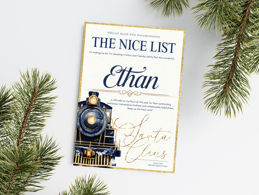 Personalised Christmas Train Nice List