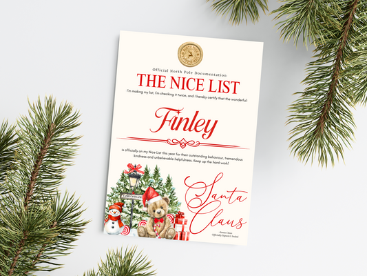 Personalised Red Bear Christmas Letter
