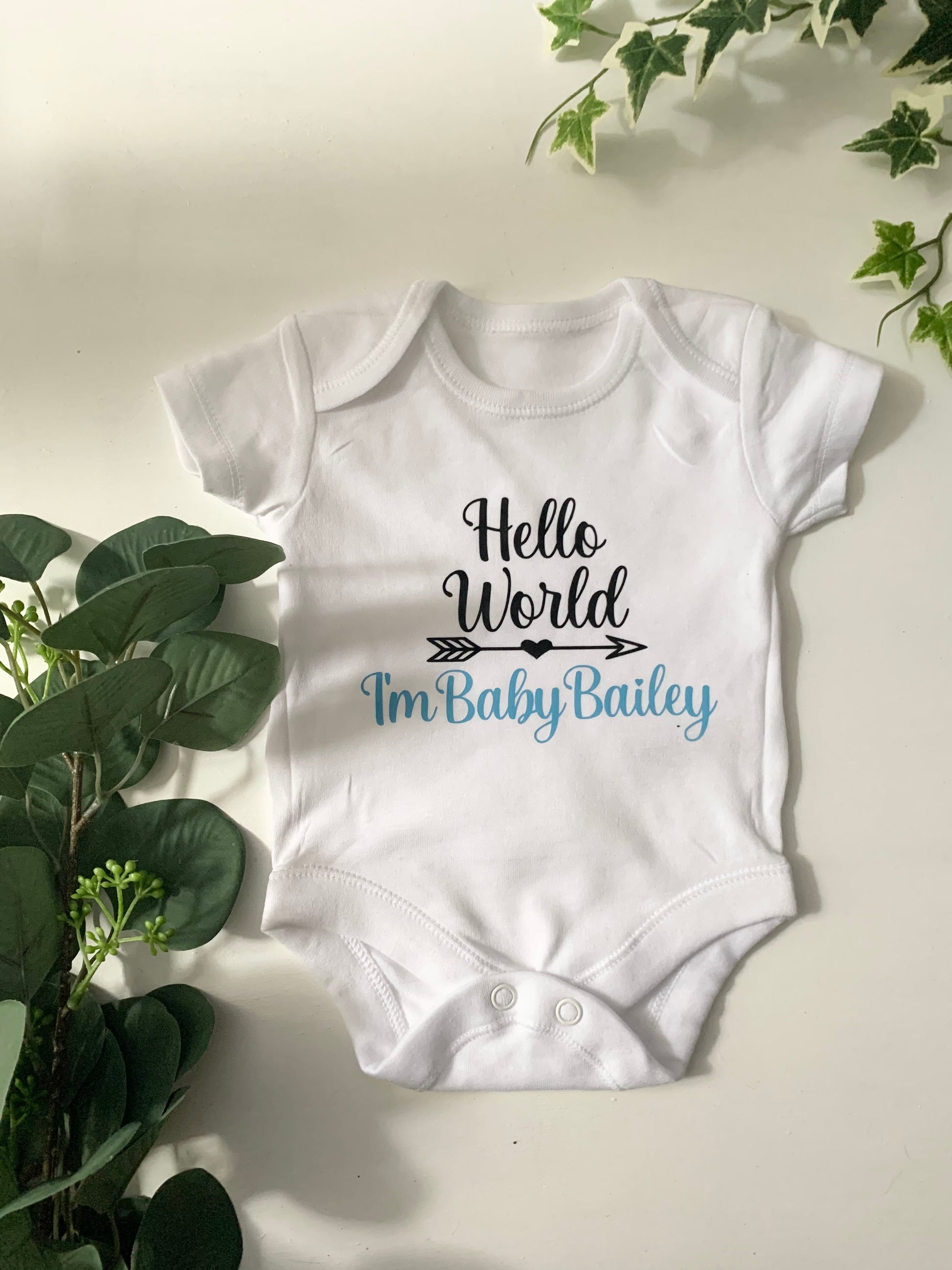 Personalised Hello World Baby Grow – C&K Homemade Crafts