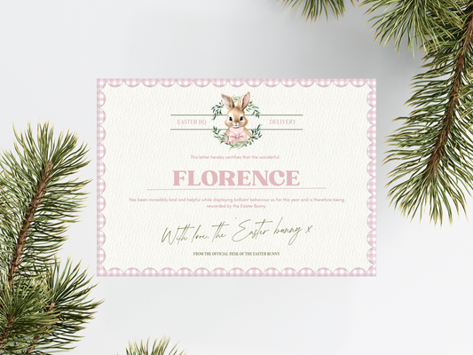 Personalised Easter Bunny Certificate