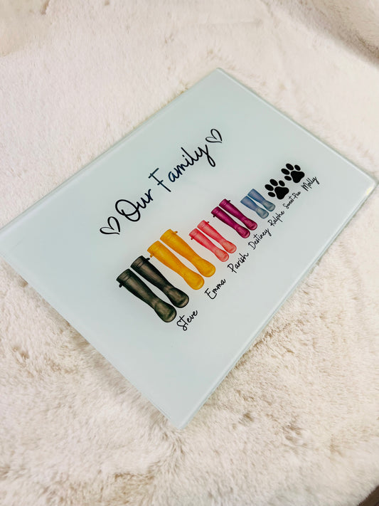 Personalised Welly Print Chopping Board