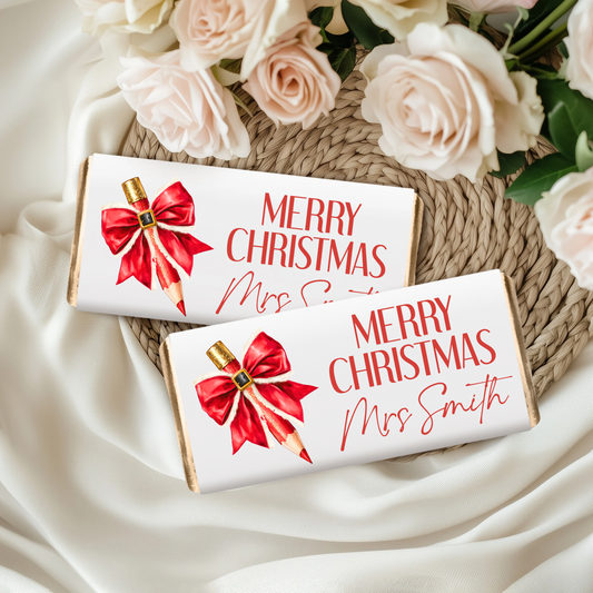 Personalised Christmas Teacher Chocolate Wrapper
