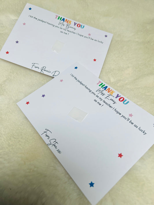 Personalised Teacher Scratch Card Holder