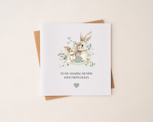 Personalised Mothers Day Bunny Card