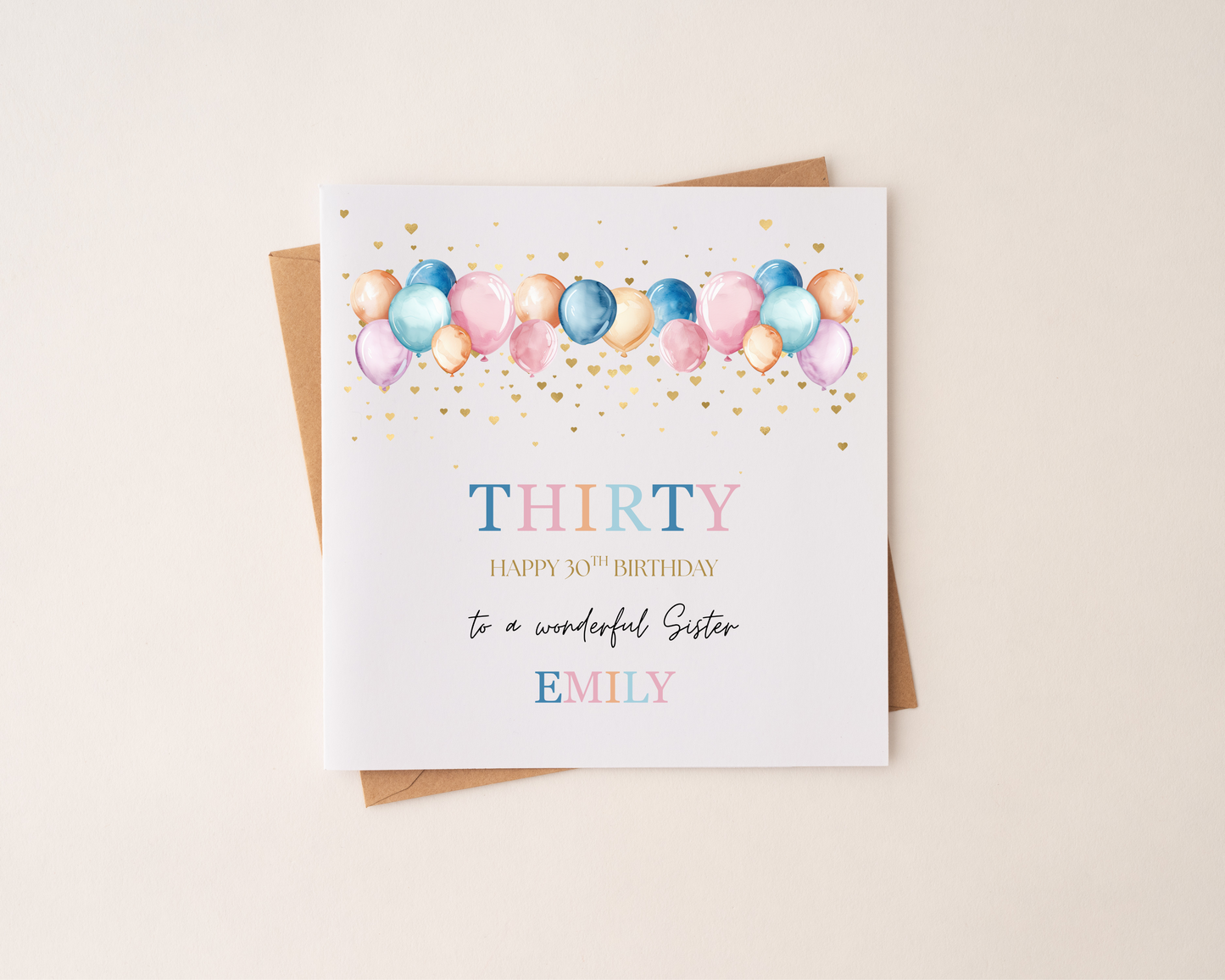 Personalised Balloon Happy Birthday Card Pink
