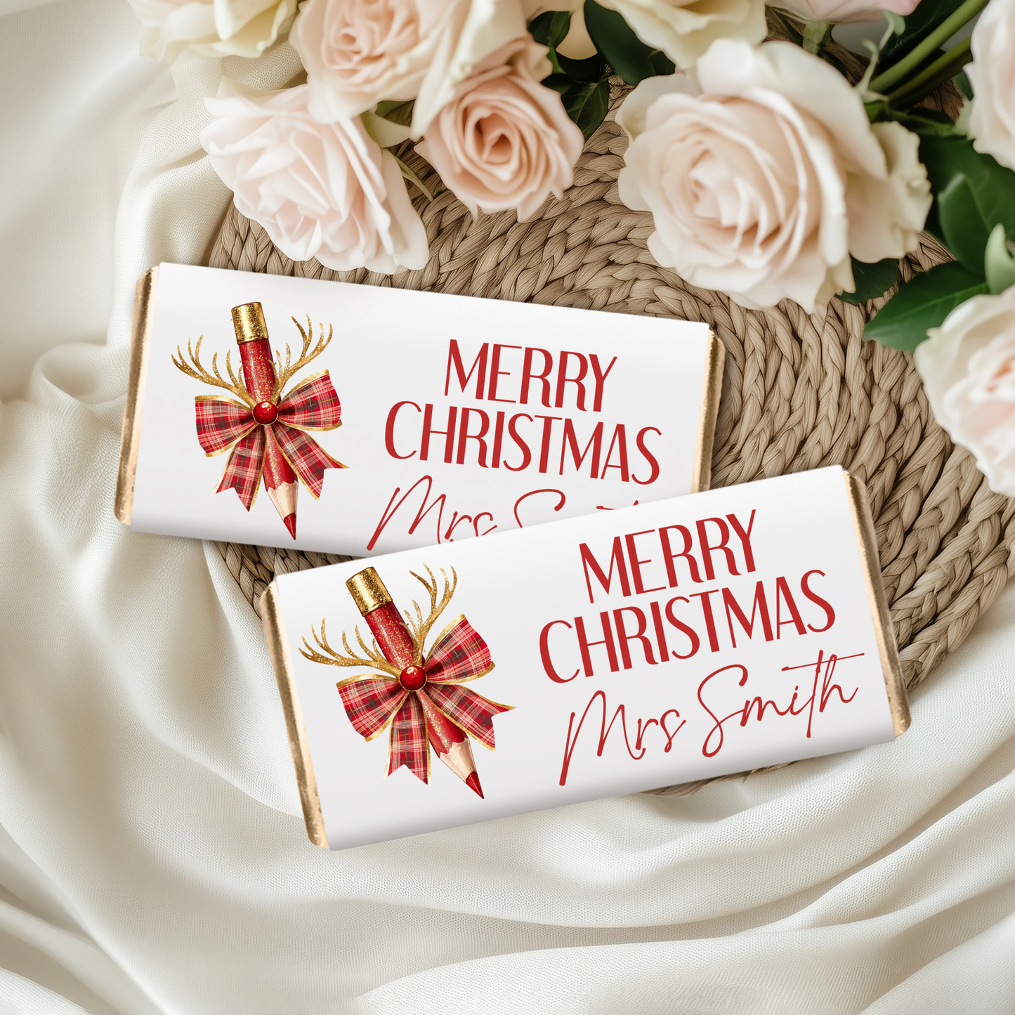 Personalised Christmas Teacher Chocolate Wrapper
