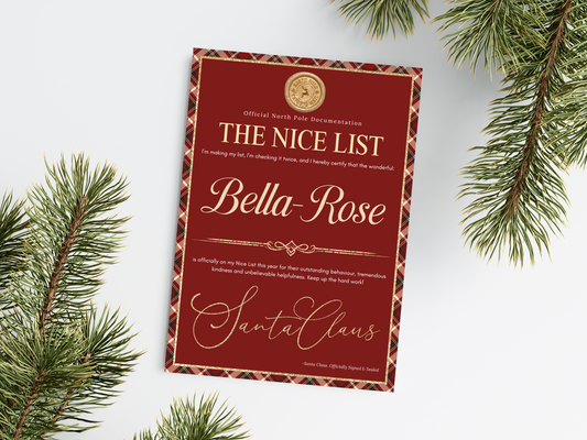 Personalised Red Tartan Christmas Letter