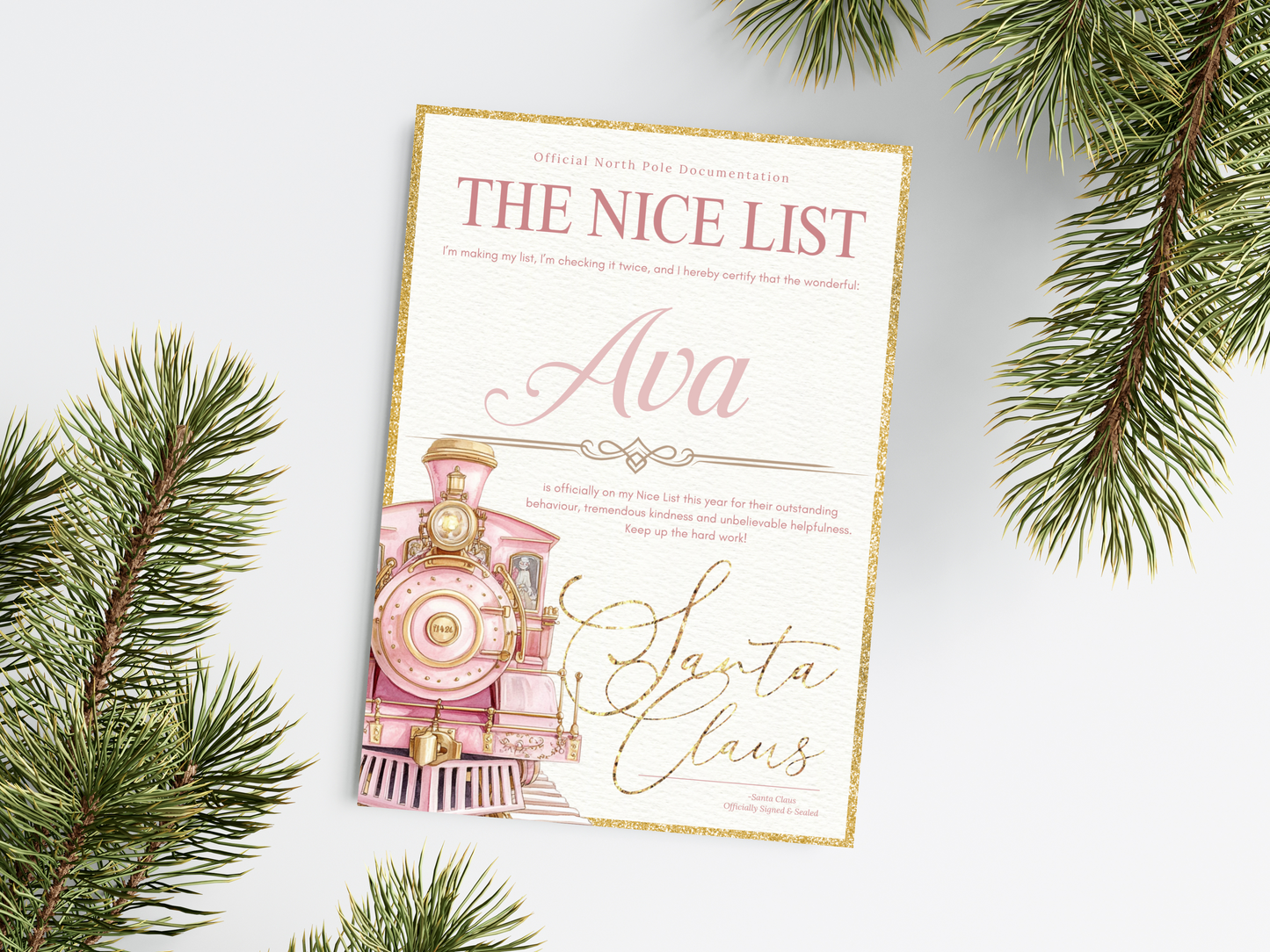 Personalised Christmas Train Nice List