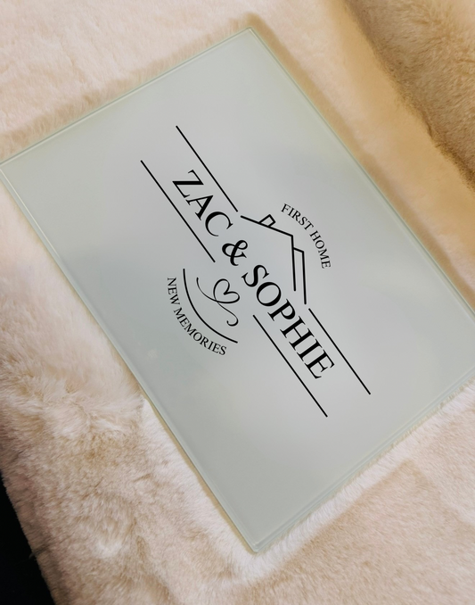 Personalised First Home Glass Chopping Board