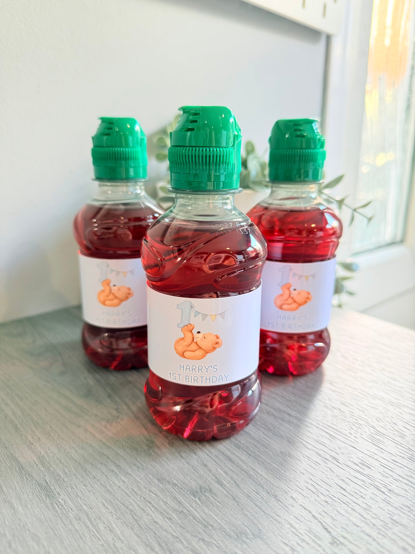 Personalised Birthday Bear Fruit Shoot Labels