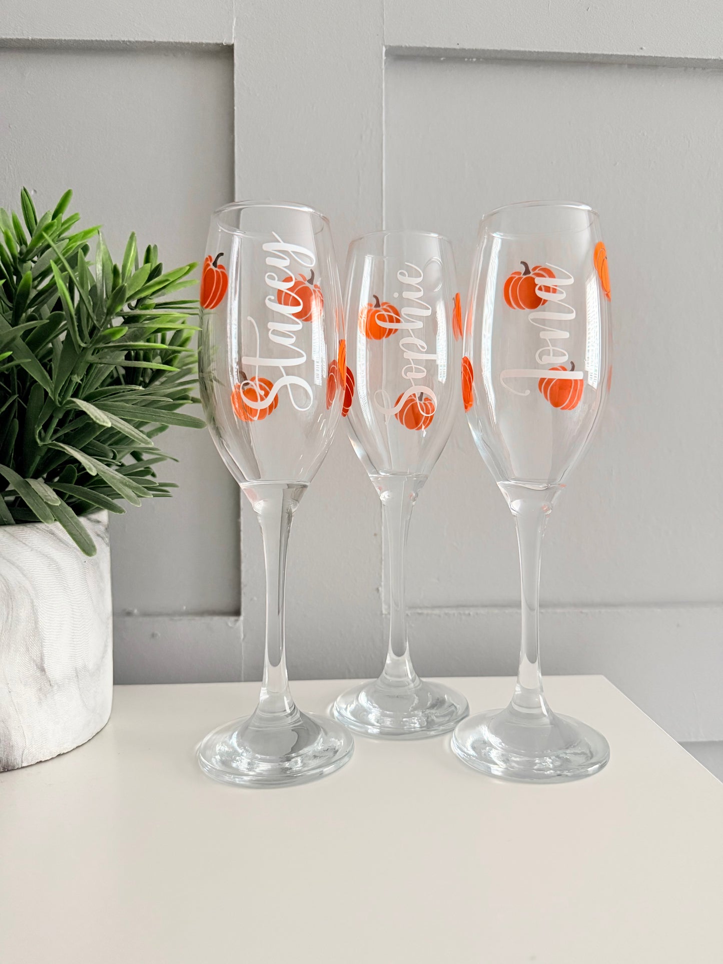 Personalised Pumpkin Champagne Glass